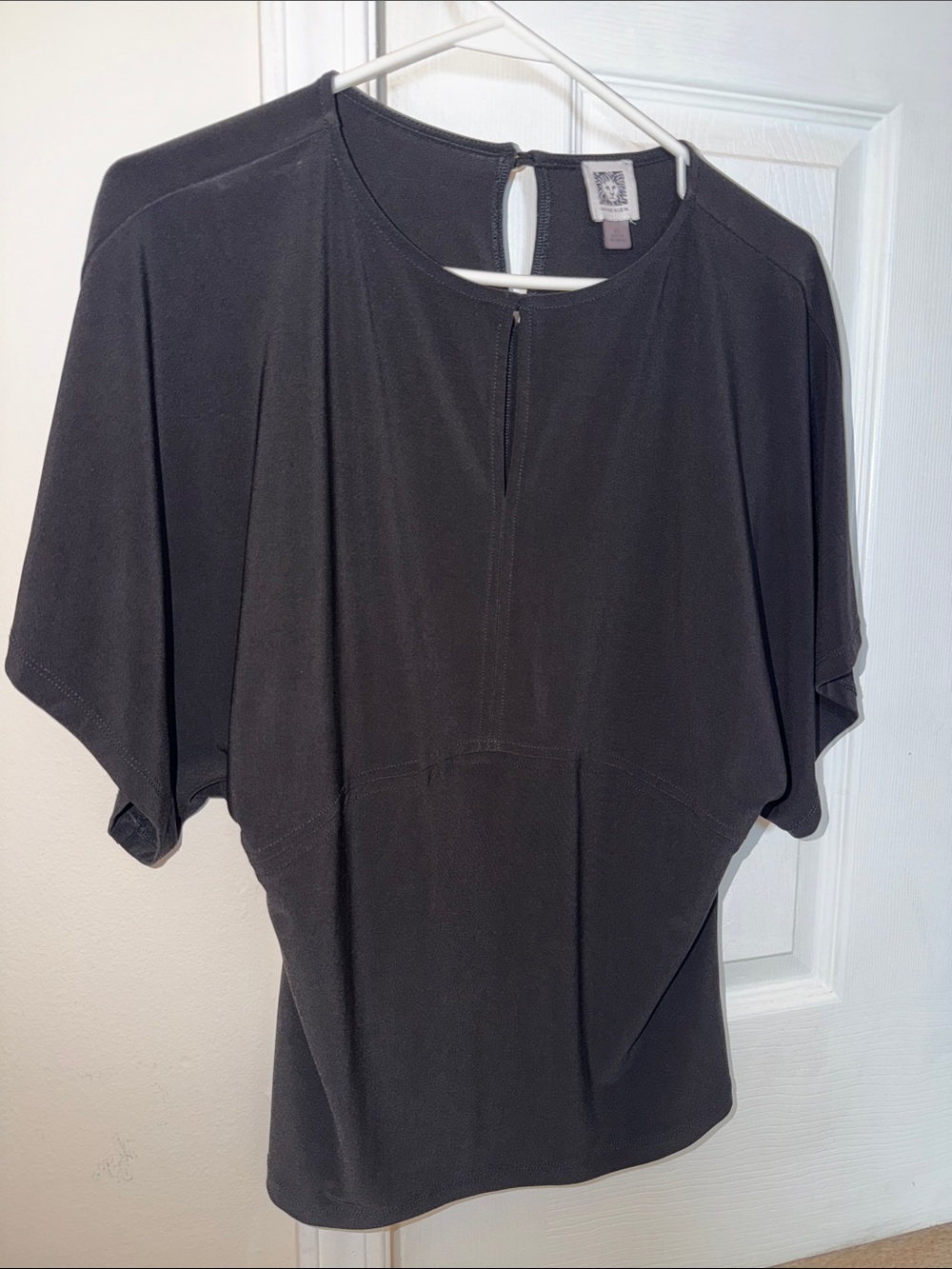 Anne Klein Black Short Sleeve Blouse with Back Keyhole